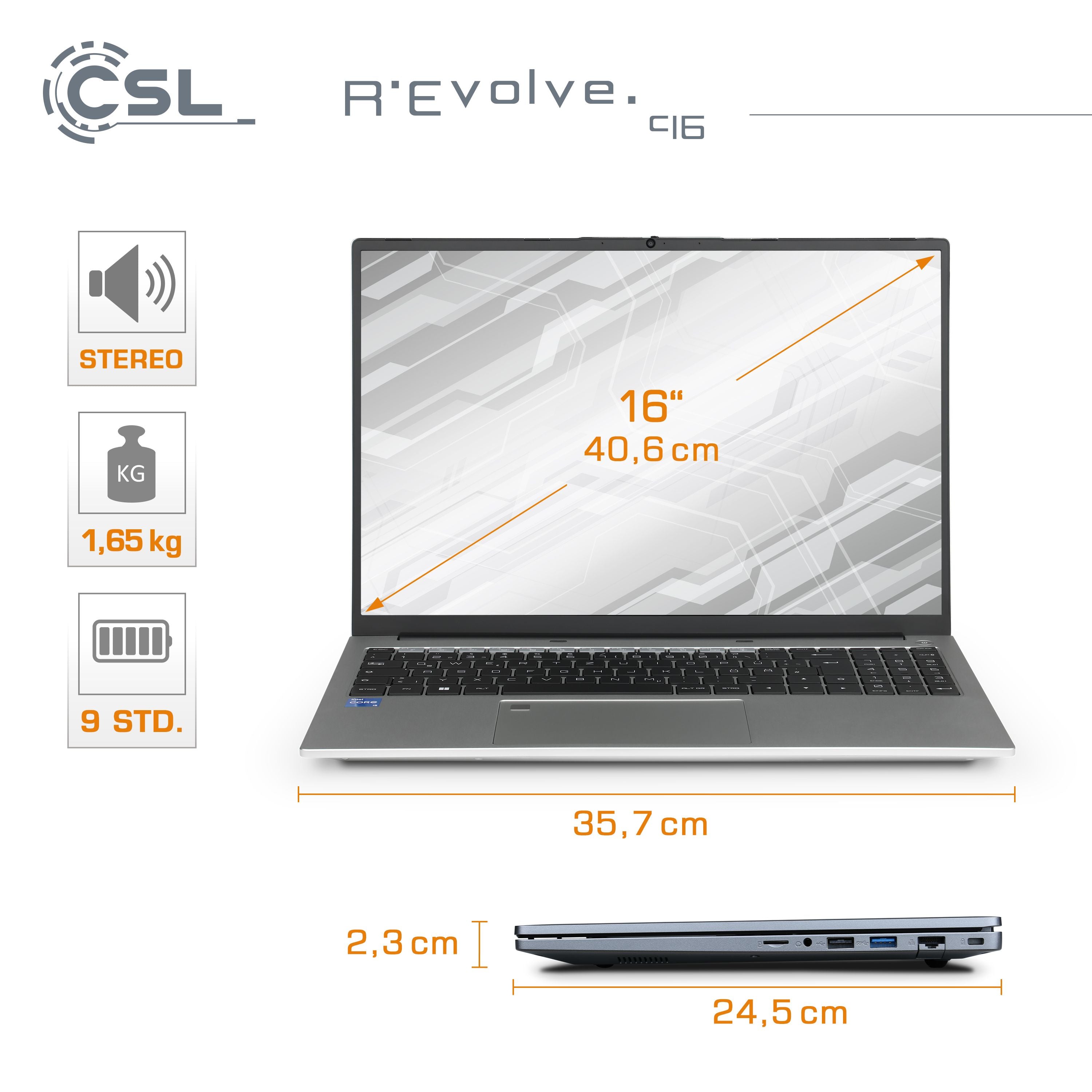Notebook CSL R'Evolve C16 | Windows 11 Home | Intel Core i5 1235U | 32GB RAM | 1000GB SSD