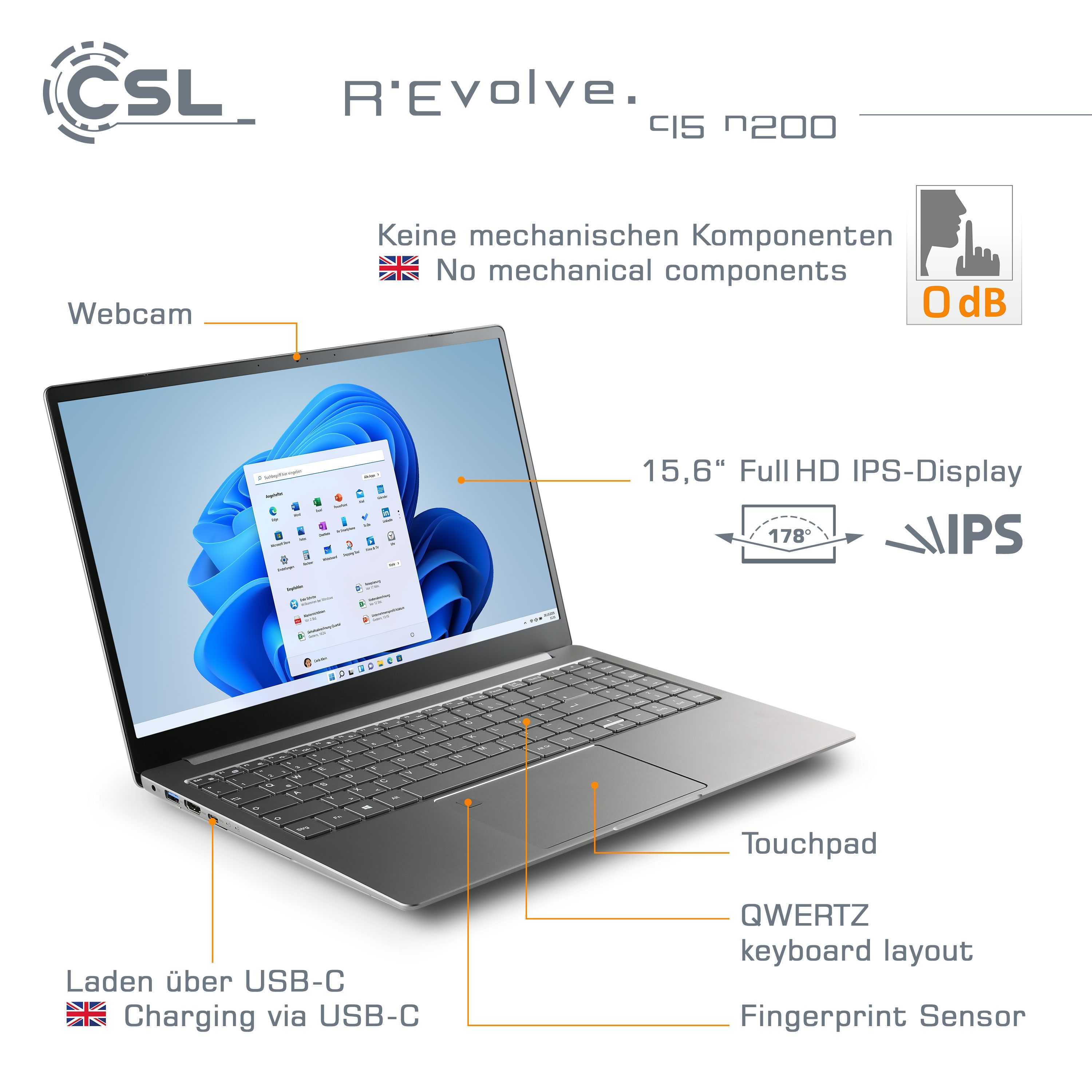 Notebook CSL R'Evolve C15 v3 Windows 11 Pro | Intel N200 | 32GB RAM  | 1000GB SSD
