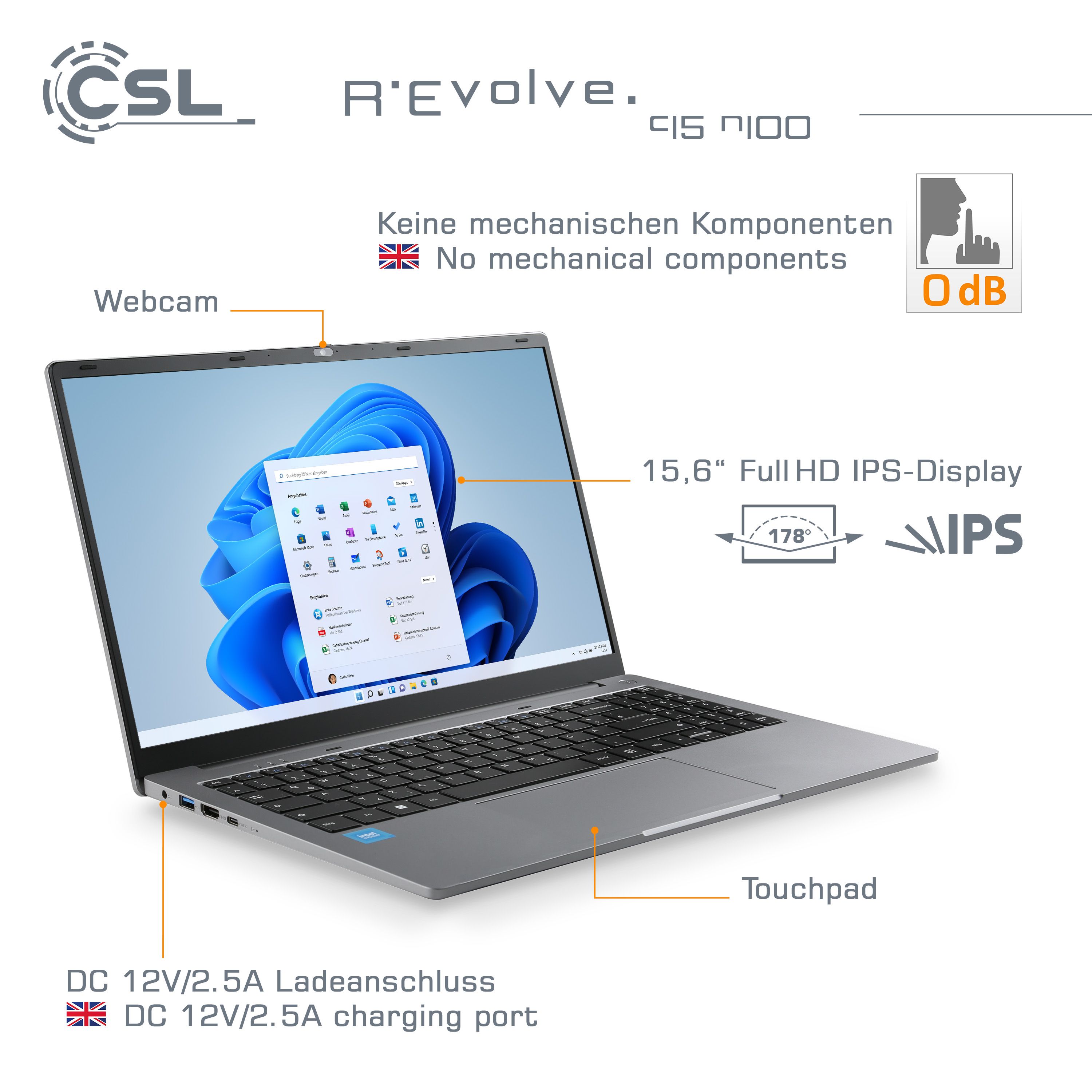 Notebook CSL R'Evolve C15 v4 Windows 11 Pro | Intel N100 | 8GB RAM  | 500GB SSD