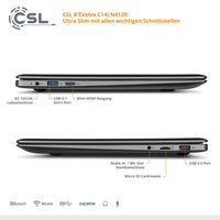 Notebook CSL R'Evolve C14i v2 Windows 11 Pro | Intel Quad-Core N4120 | 4GB RAM | 64GB eMMC