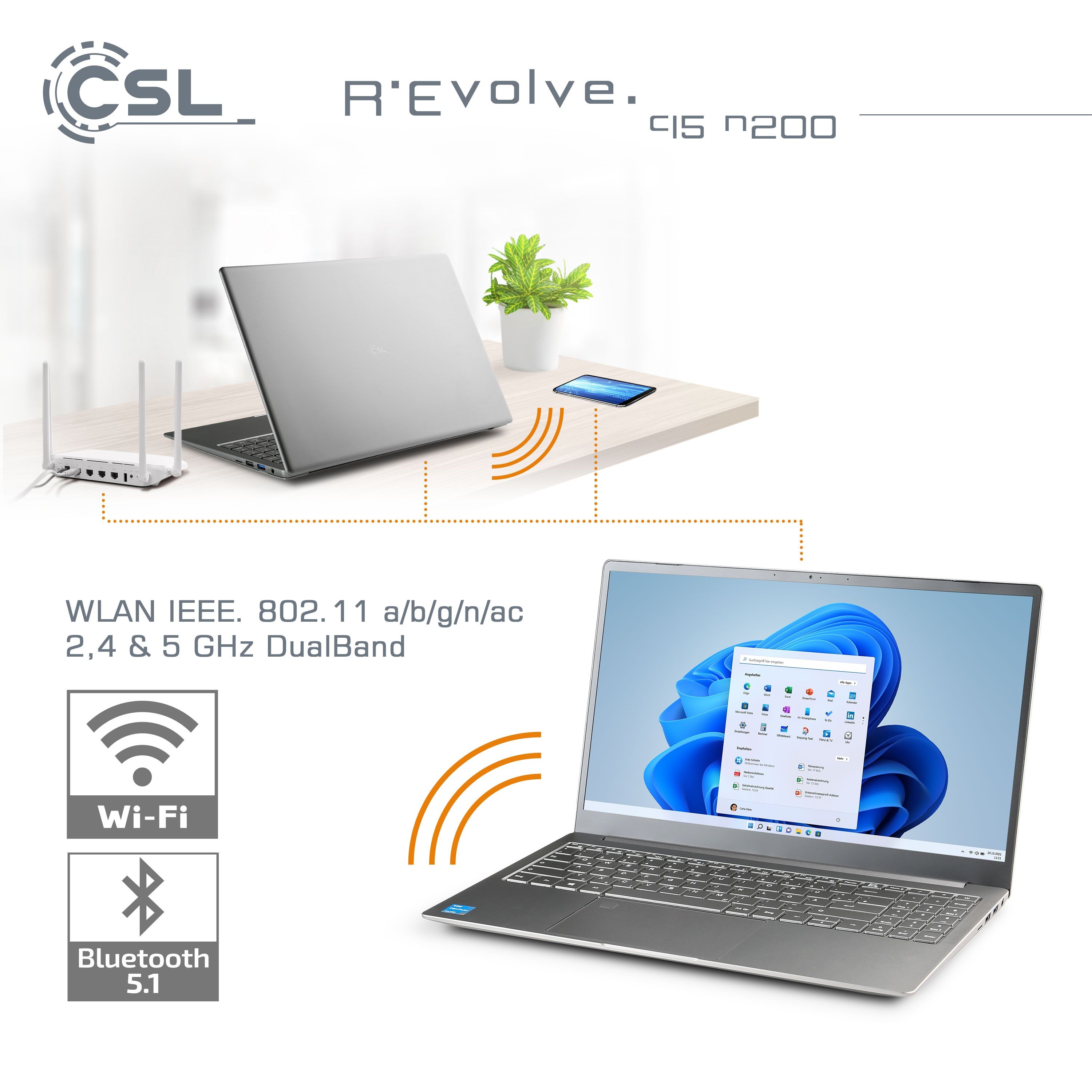 Notebook CSL R'Evolve C15 v3 Windows 11 Pro | Intel N200 | 32GB RAM  | 1000GB SSD