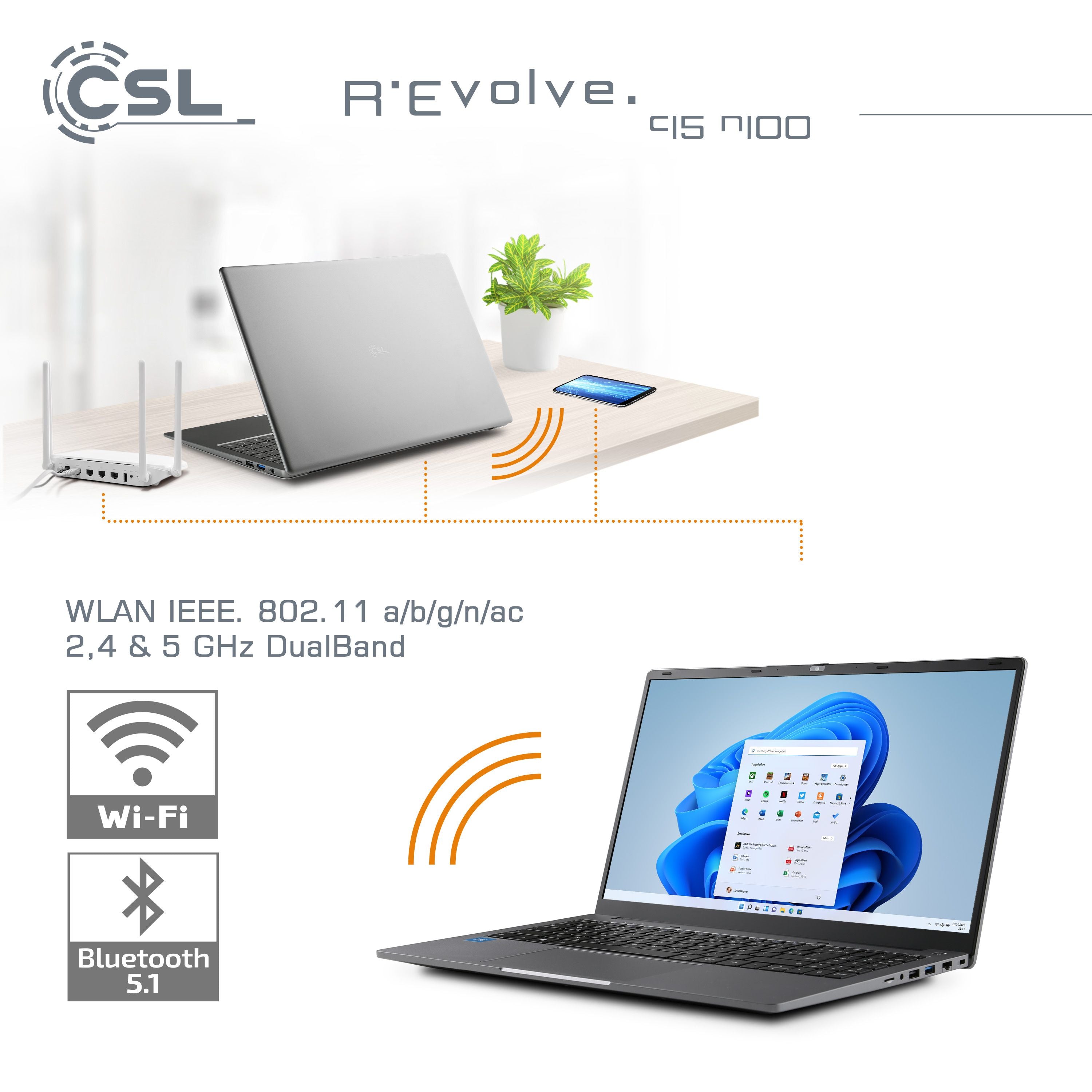 Notebook CSL R'Evolve C15 v4 Windows 11 Pro | Intel N100 | 8GB RAM  | 500GB SSD