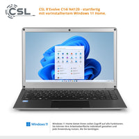 Notebook CSL R'Evolve C14i v2 Windows 11 Pro | Intel Quad-Core N4120 | 4GB RAM | 64GB eMMC