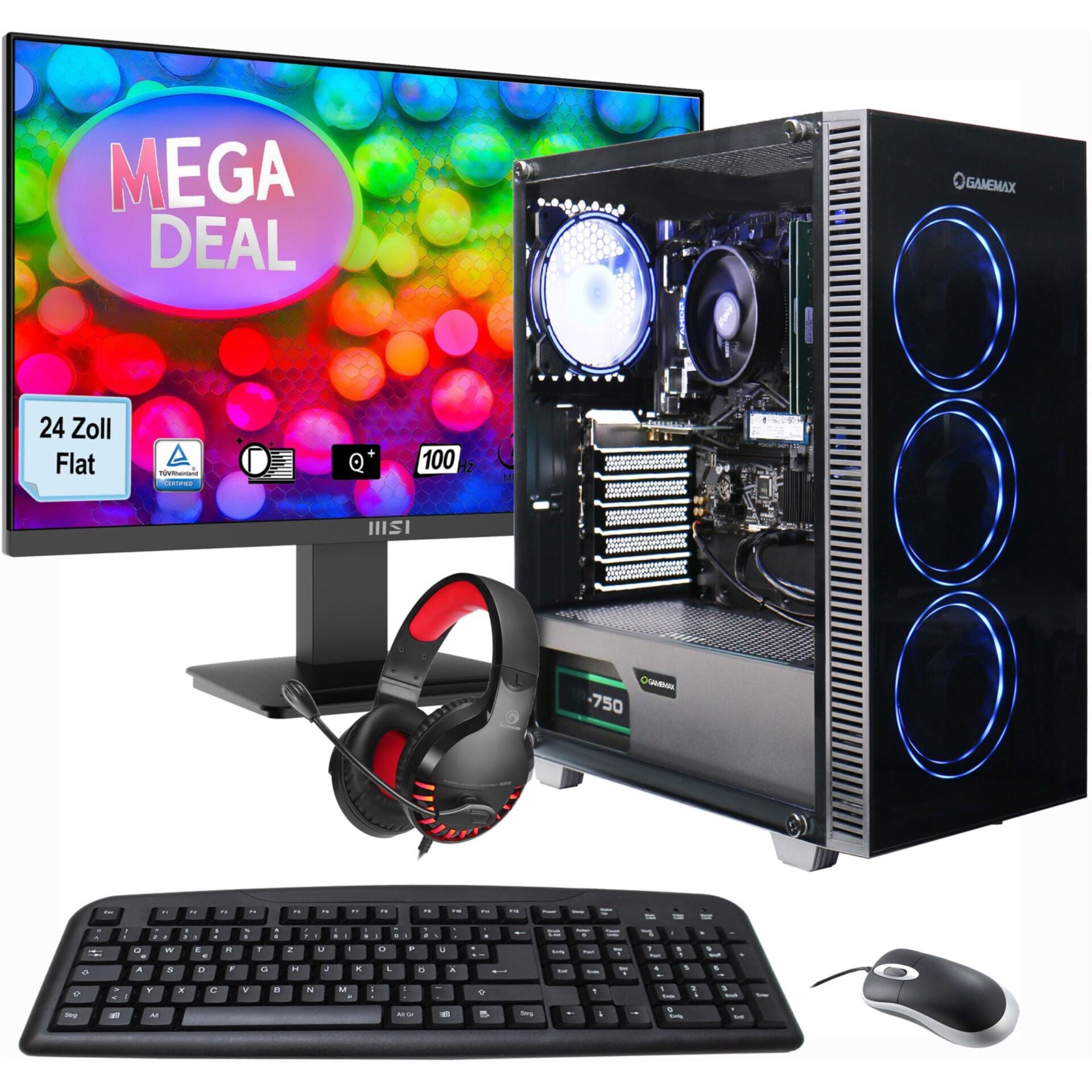 Hyrican Gamemax Draco XD SET2478 | PC Set | inkl Monitor MSI PRO 2412 | Windows 11 Home | 32GB DDR4 RAM | RTX 4060 | 1TB SSD